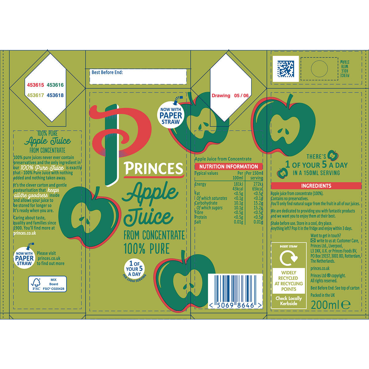 Buy now from NonynanaEssential  Princes Apple Juice, 27 X 200Ml Princes