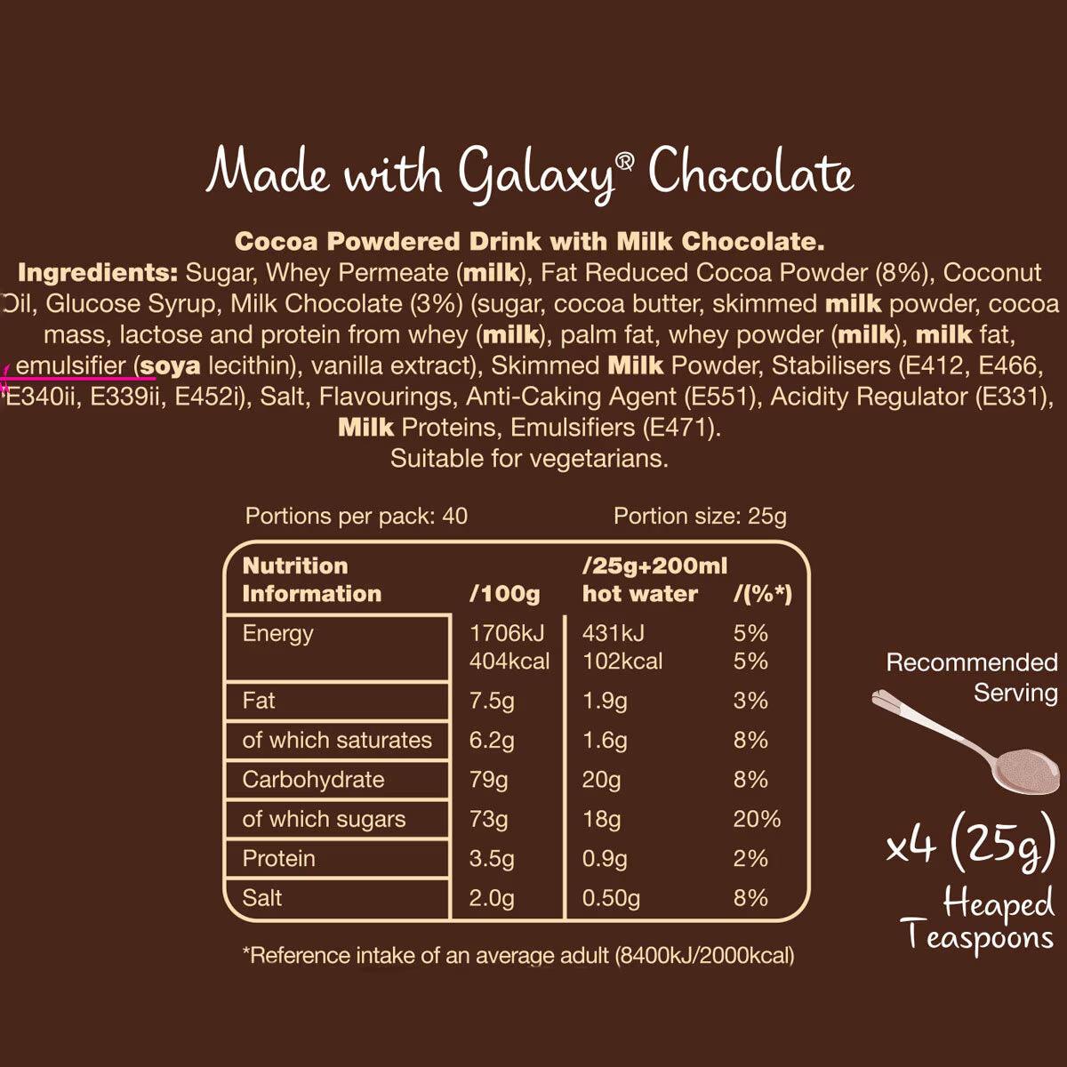 Buy now from NonynanaEssential  Galaxy Instant Hot Chocolate, 1Kg Galaxy