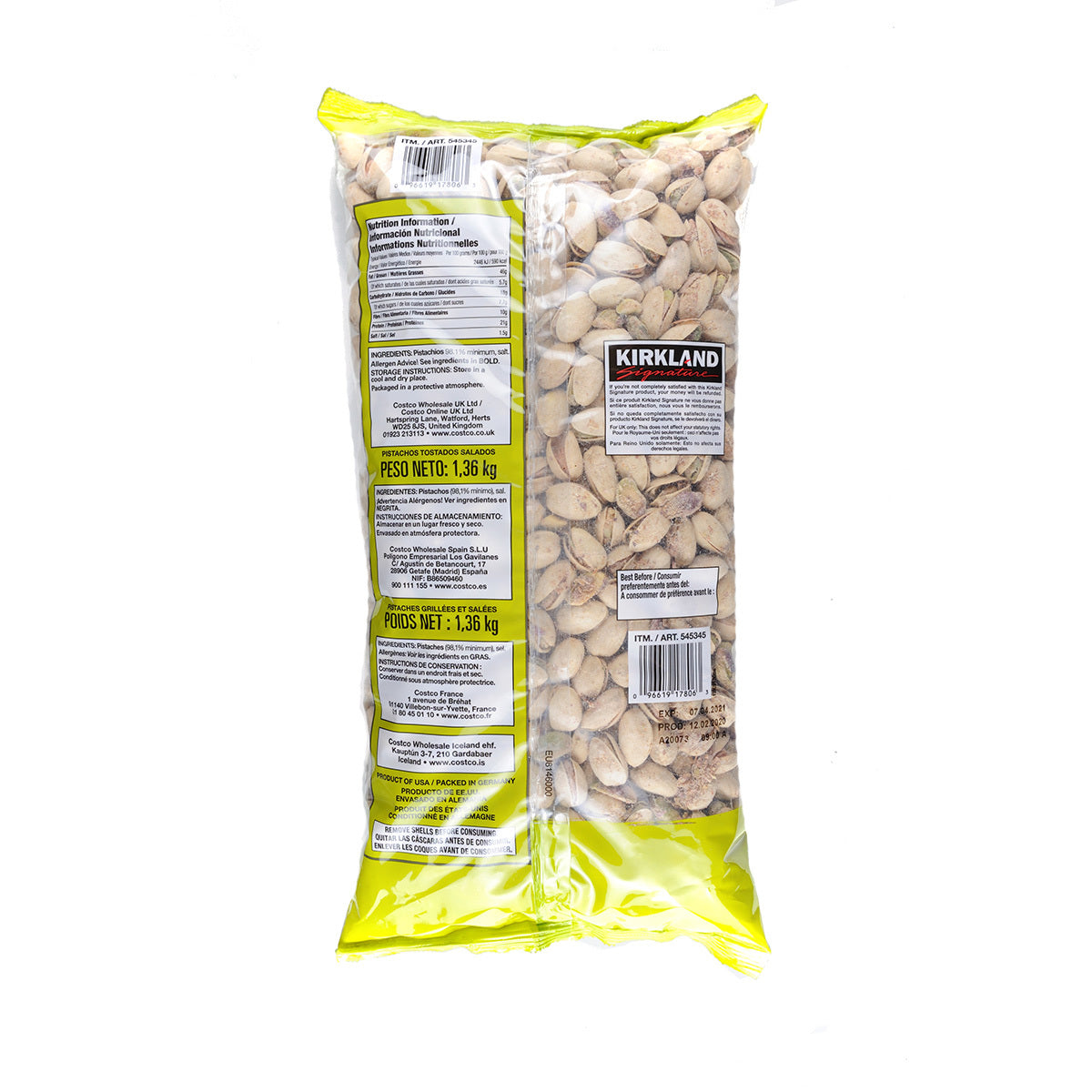 Buy now from NonynanaEssential  Kirkland Signature Pistachios, 1.36Kg Kirkland Signature