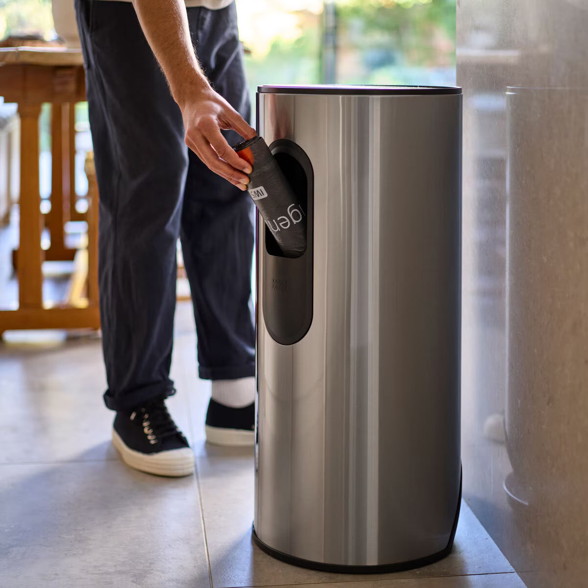 Joseph Joseph 30L Slimline Pedal Bin with Liner Pocket - Stainless Steel - Nonynana