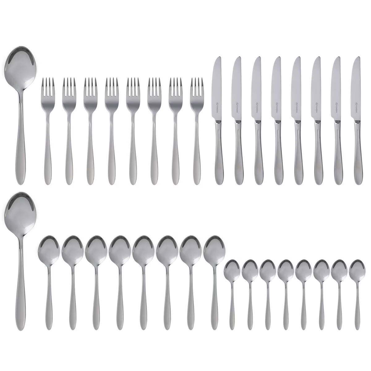 Viners 18/10 Stainless Steel Cutlery Set, 34 Piece - Nonynana