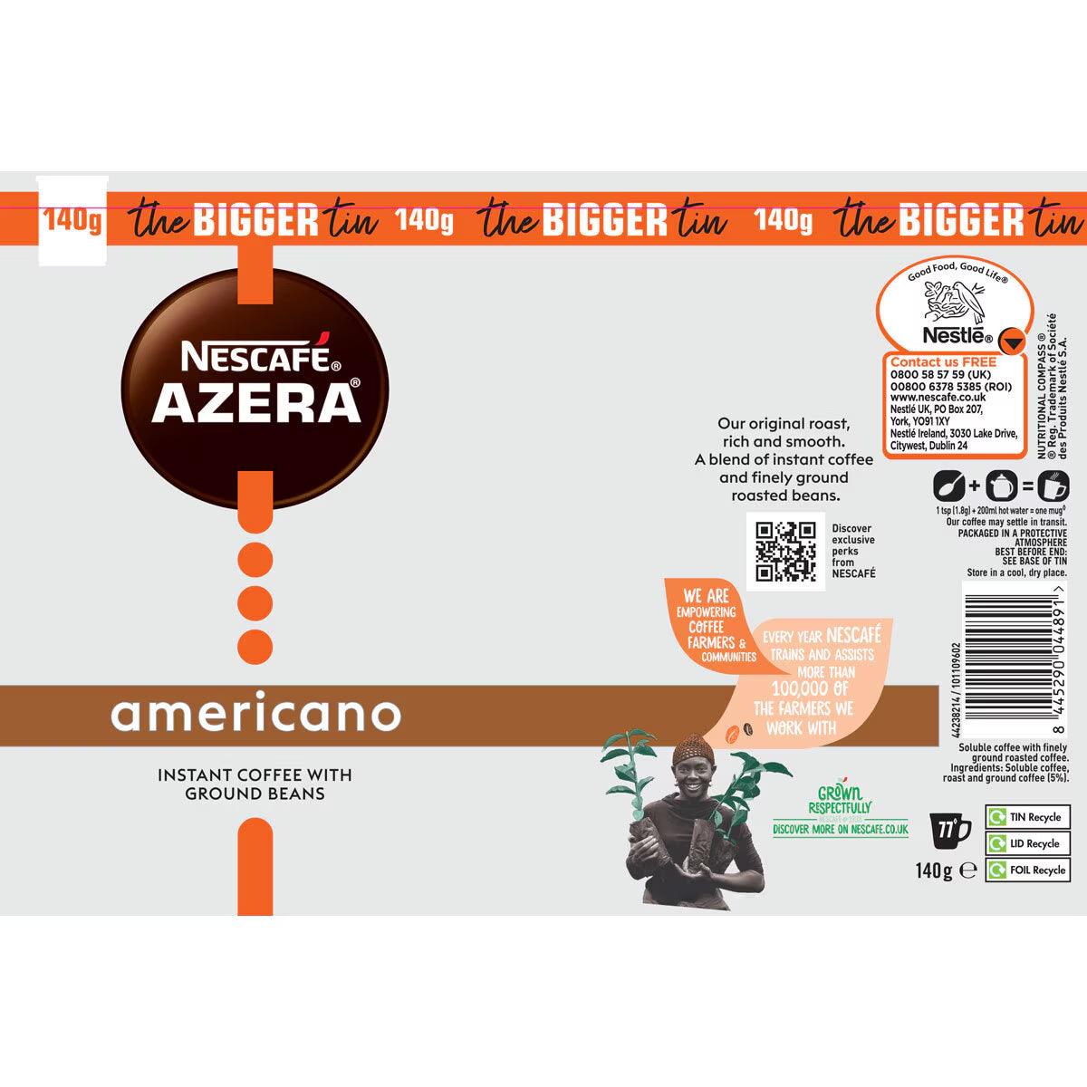 Buy now from NonynanaEssential  Nescafé Azera Americano Coffee with Ground Beans, 3 X 140G Nescafé