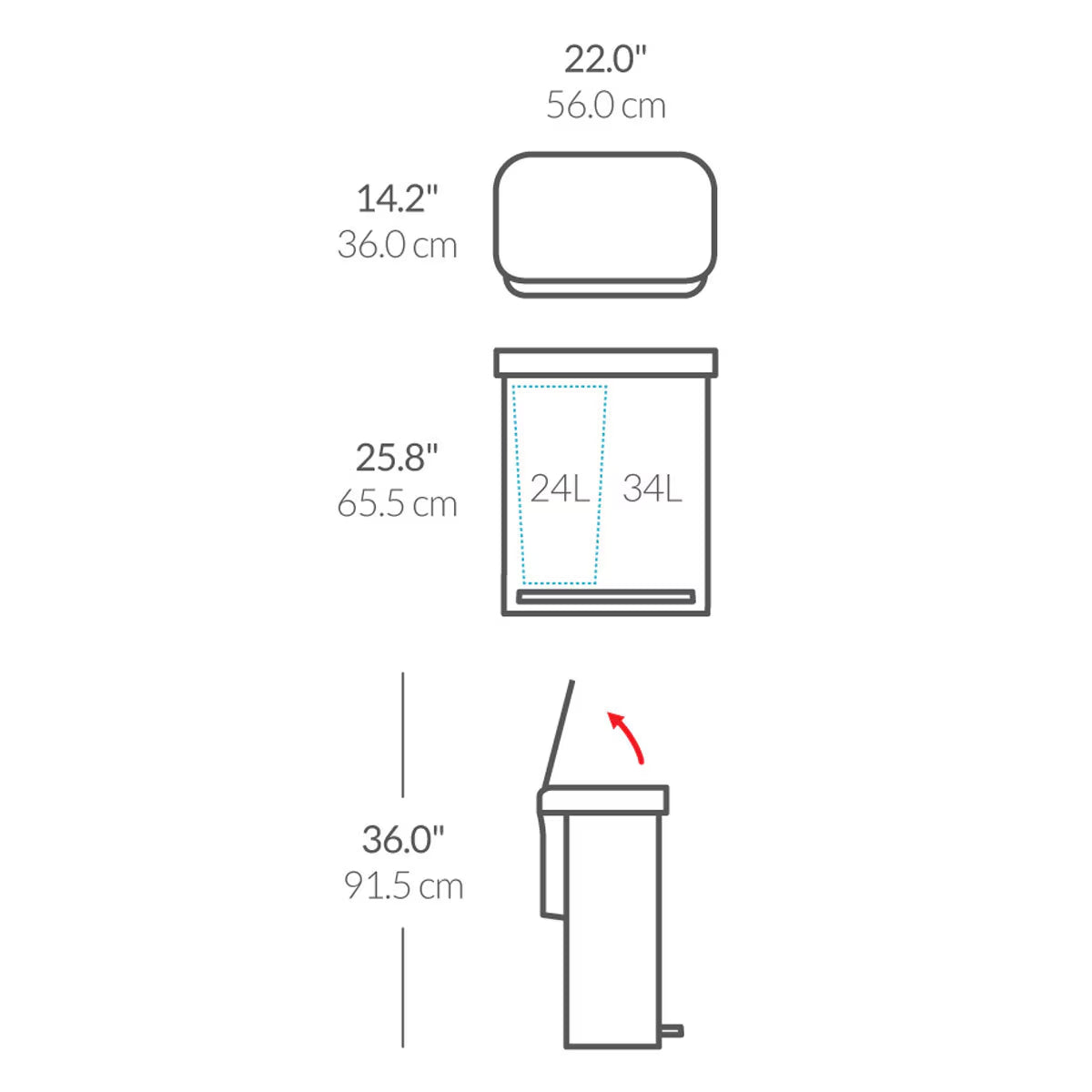 Simplehuman 58L Dual Compartment Pedal Bin - Nonynana