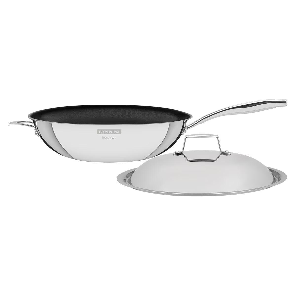 Buy now from NonynanaEssential  Tramontina Grano Non-Stick Wok with Lid, 32Cm / 5.2L Tramontina