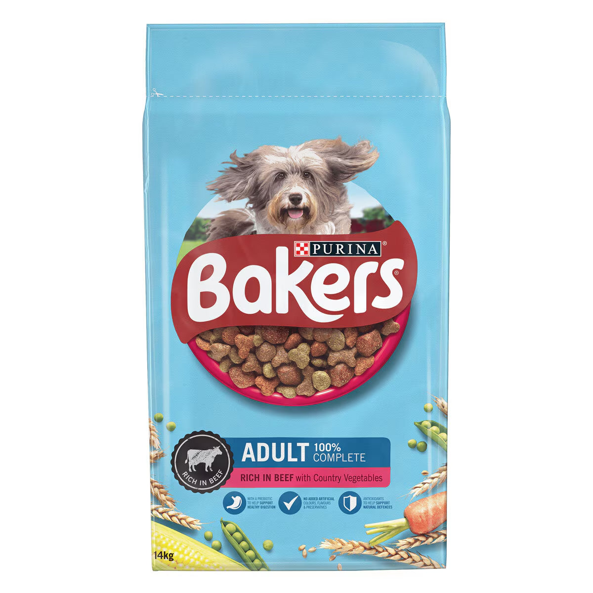 Bakers Adult Dry Dog Food Beef and Vegetables, 14Kg