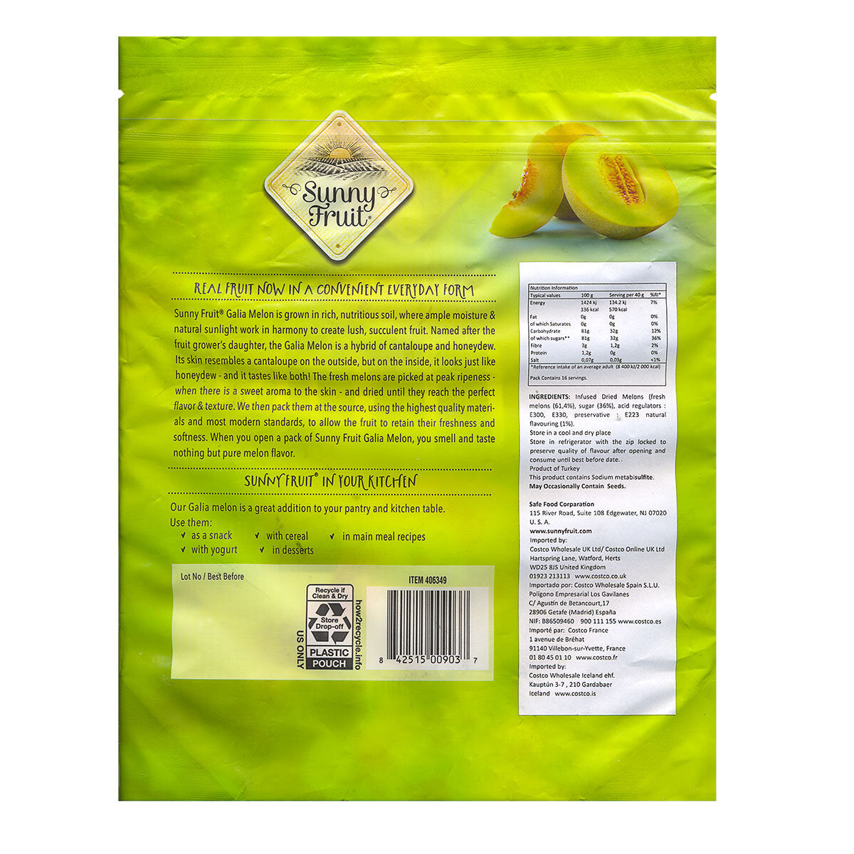 Buy now from NonynanaEssential  Sunny Fruit Dried Melon, 624G Sunny Fruit