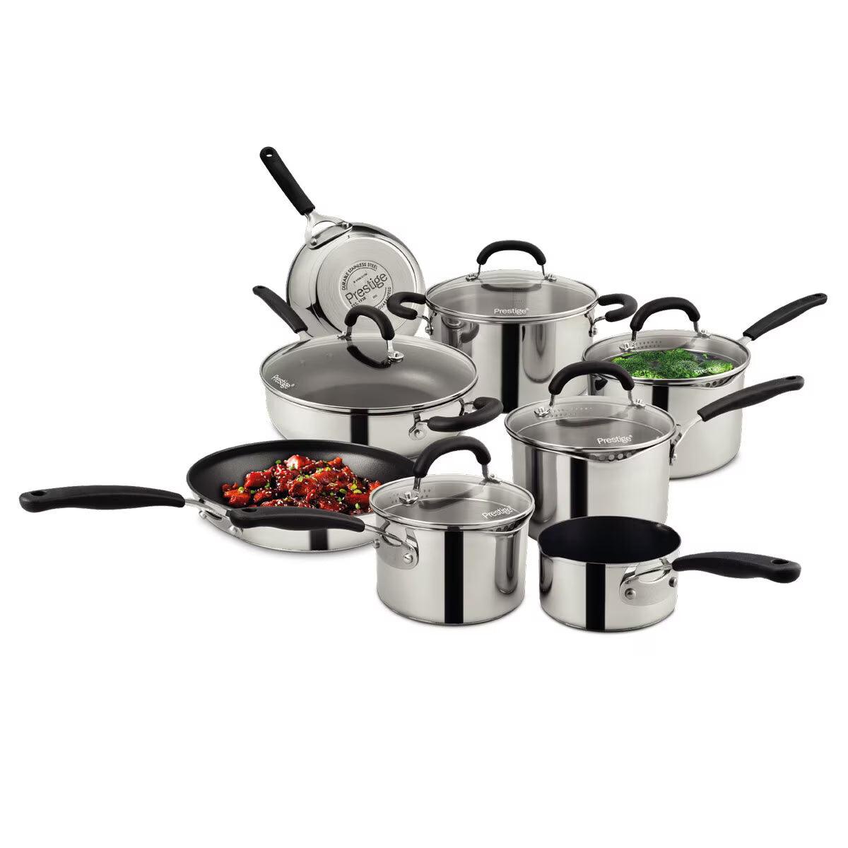 Buy now from NonynanaEssential  Prestige Stainless Steel Cookware Set, 13 Piece Prestige