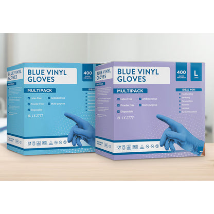 Jena Blue Vinyl Gloves – Latex-Free, Powder-Free, Multi-Purpose (400 Pack) - Nonynana