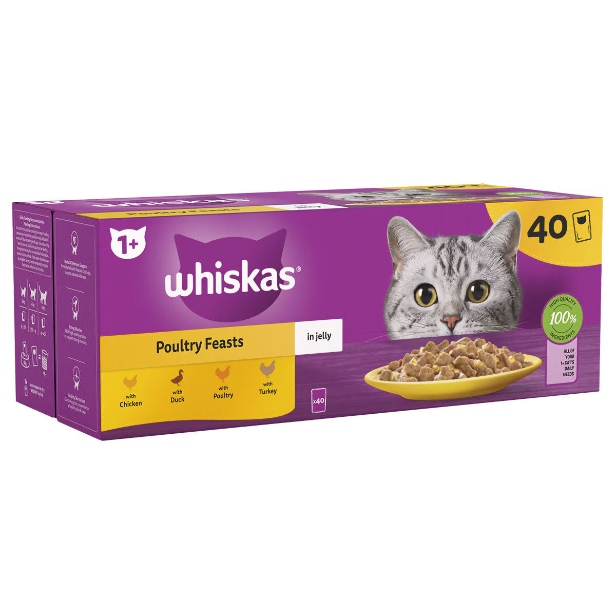 Whiskas Poultry Feast in Jelly Pouches 1+, 40 X 85G