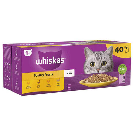 Whiskas Poultry Feast in Jelly Pouches 1+, 40 X 85G - Nonynana