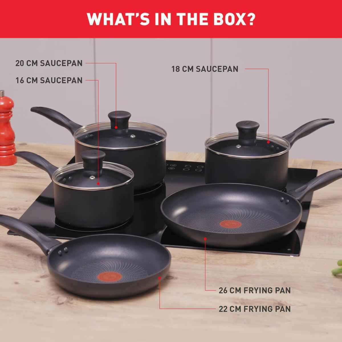 Tefal Induction Cookware Set, 5 Piece - Nonynana