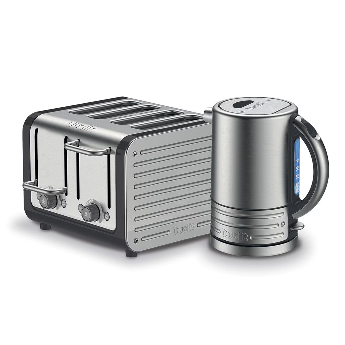 Buy now from NonynanaEssential  Dualit Architect 1.5L Kettle & 4 Slot Toaster Set in Midnight Grey Brushed Dualit