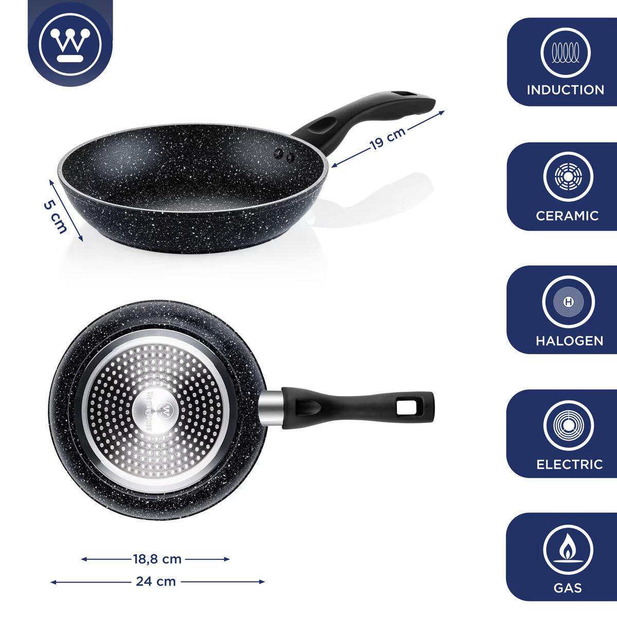 Buy now from NonynanaEssential  Westinghouse Non-Stick Frying Pan Set with Lids, 4 Piece Westinghouse