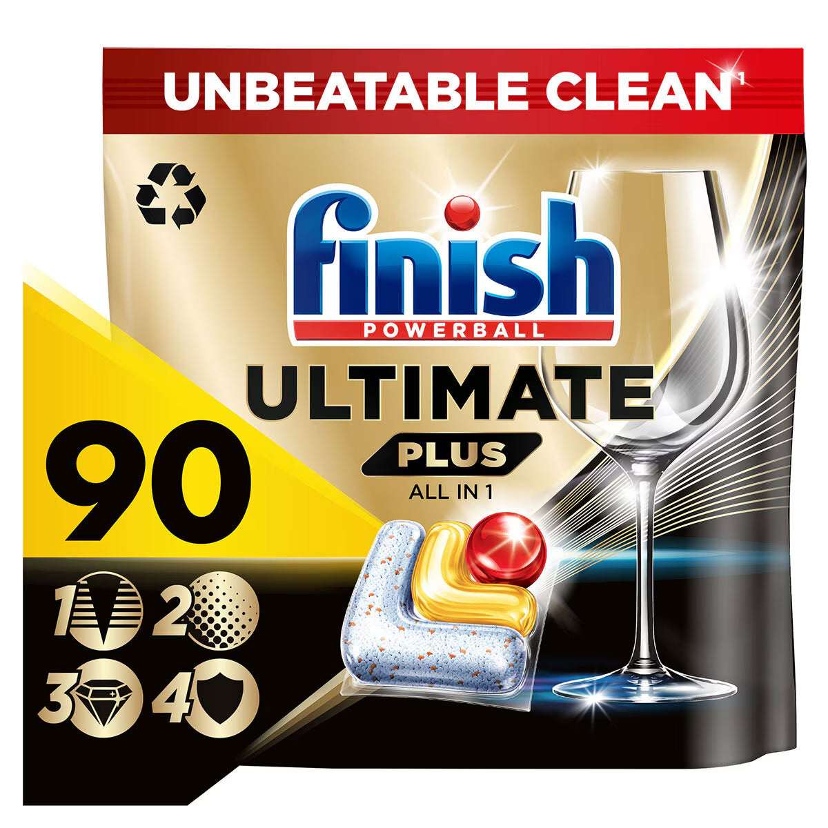 Finish Ultimate plus All in One Lemon Sparkle, 90 Pack - Nonynana