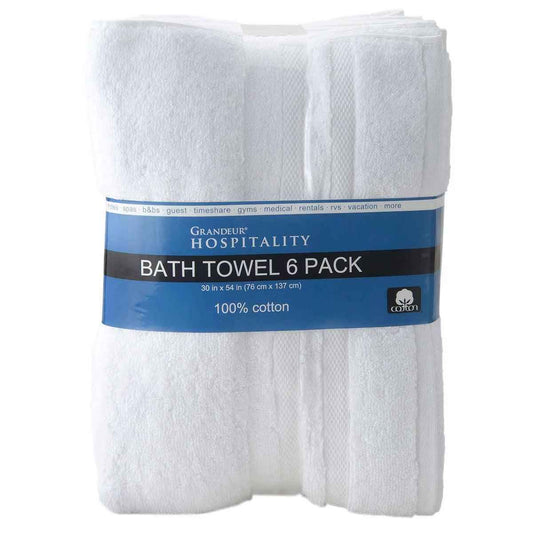 Grandeur 100% Cotton Hospitality Bath Towels, 6 Pack - Nonynana