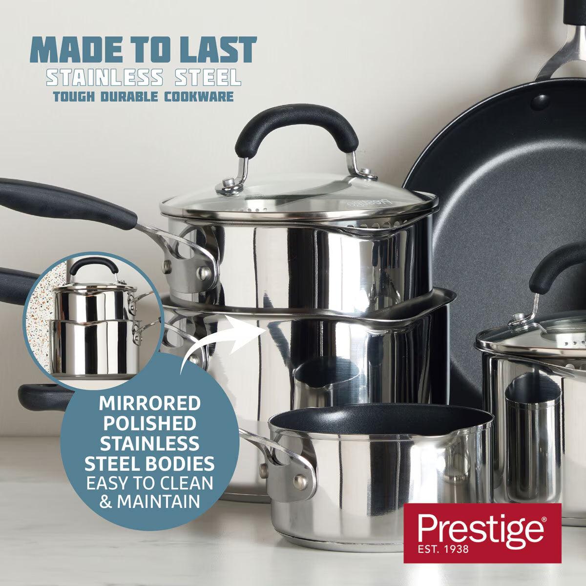 Buy now from NonynanaEssential  Prestige Stainless Steel Cookware Set, 13 Piece Prestige