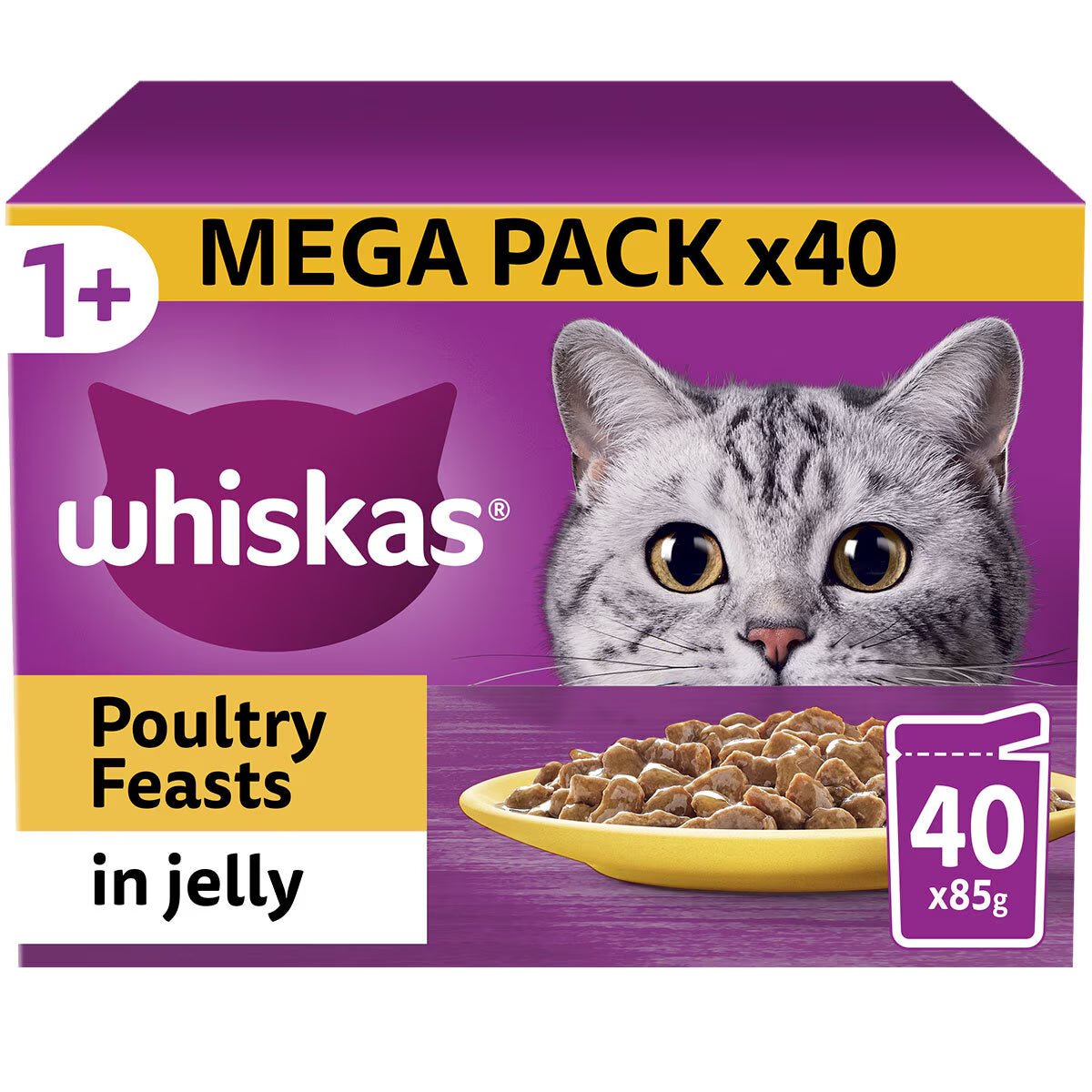 Whiskas Poultry Feast in Jelly Pouches 1+, 40 X 85G