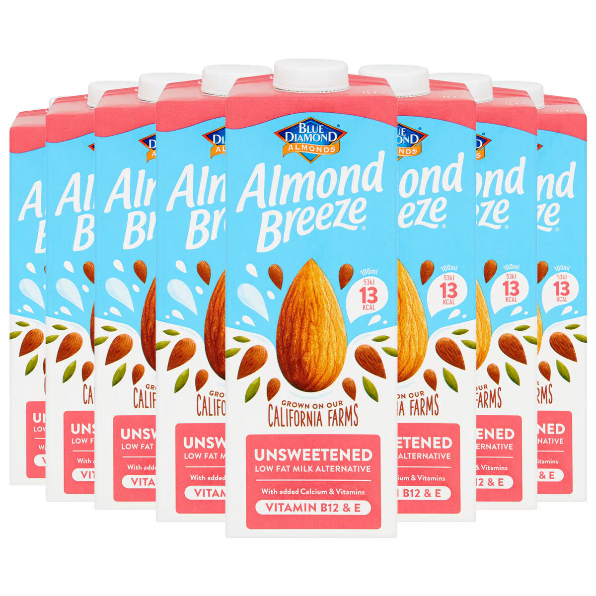 Blue Almond Unsweetened Almond Drink, 8 X 1L - Nonynana