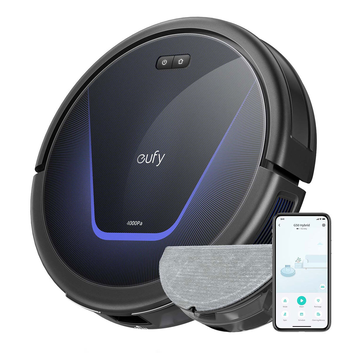 Eufy G50 Hybrid Robot Vacuum with Auto-Detangle Brush, Mop, Strong Suction & Bonus Accessory Kit