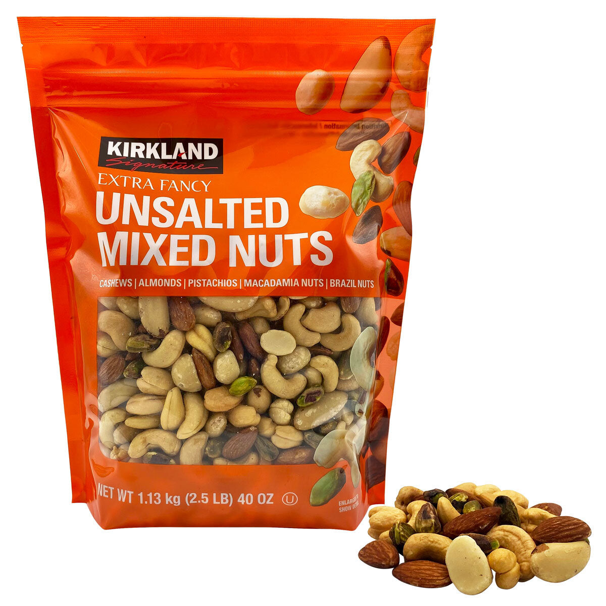 Buy now from NonynanaEssential  Kirkland Signature Unsalted Mixed Nuts Bag, 1.13Kg Kirkland Signature