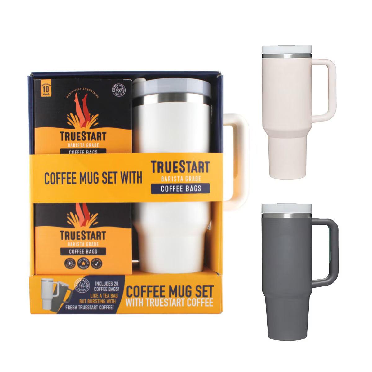 Buy now from NonynanaEssential  Truestart Coffee Travel Mug Set with Coffee Bags in 2 Colours TrueStart