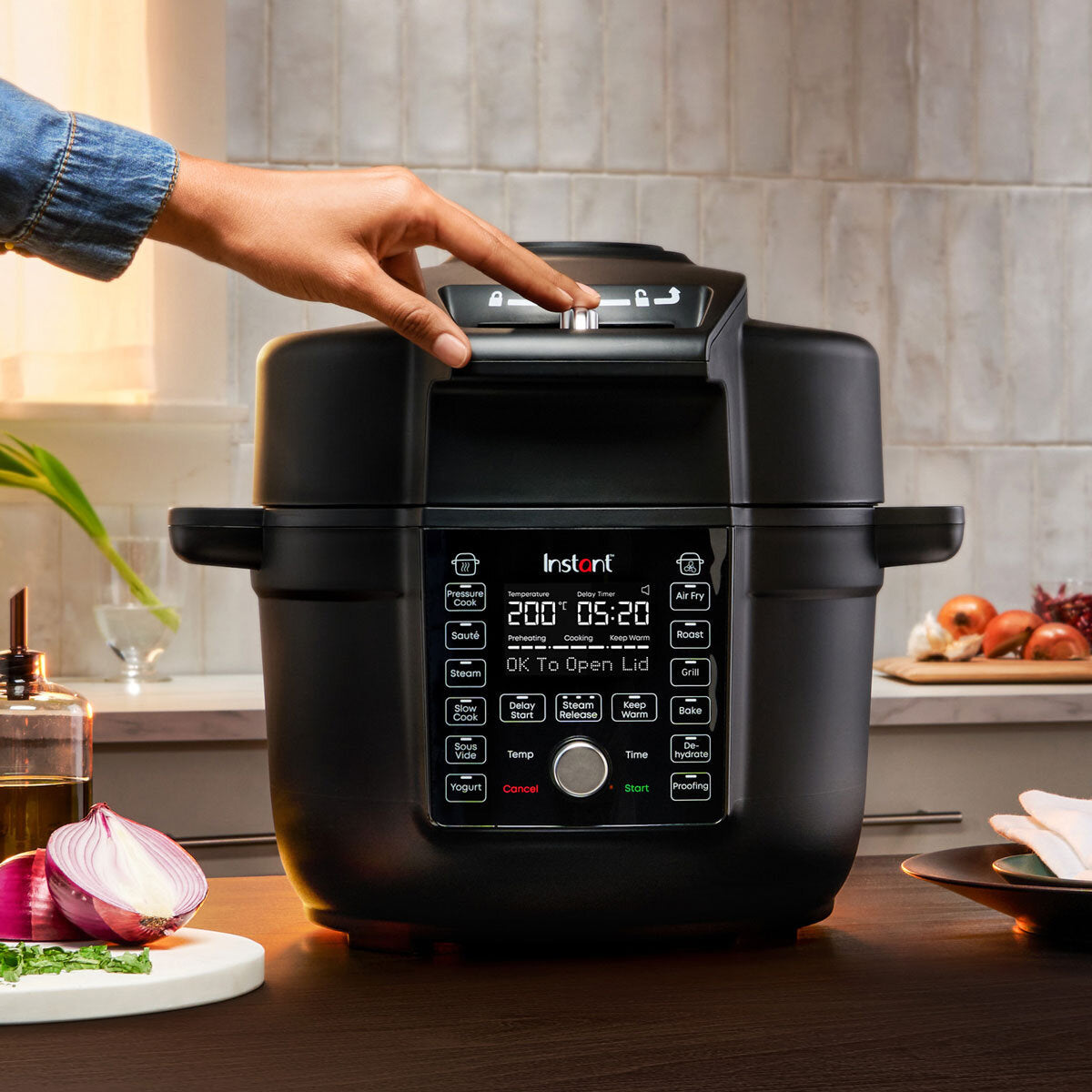 Buy now from NonynanaEssential  Instant Pot Gourmet Crisp Ultimate 13-In-1 Pressure Cooker & Air Fryer, 6.2L Instant Brands