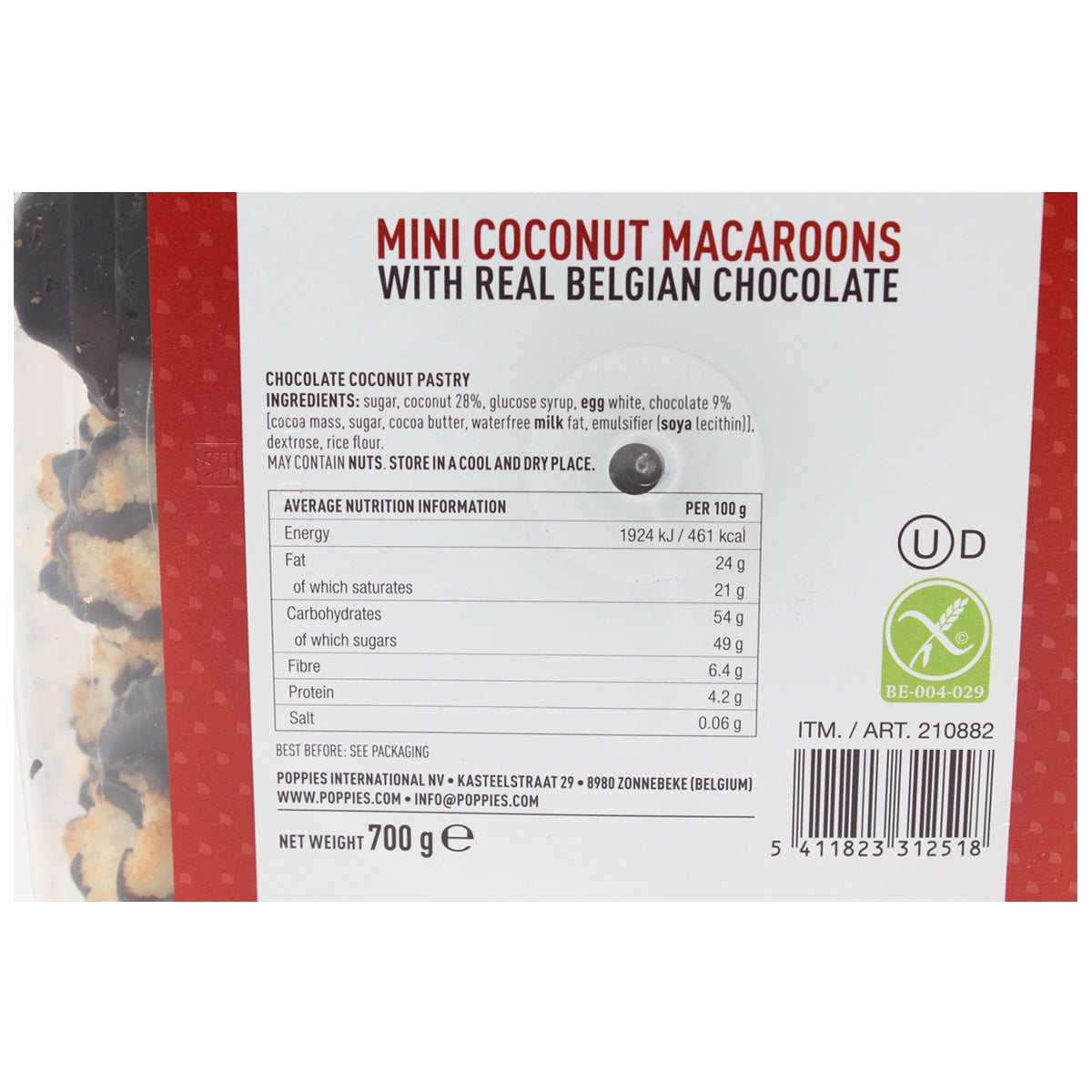 Buy now from NonynanaEssential  Poppies Mini Coconut Macaroons with Real Belgian Chocolate, 700G Poppies