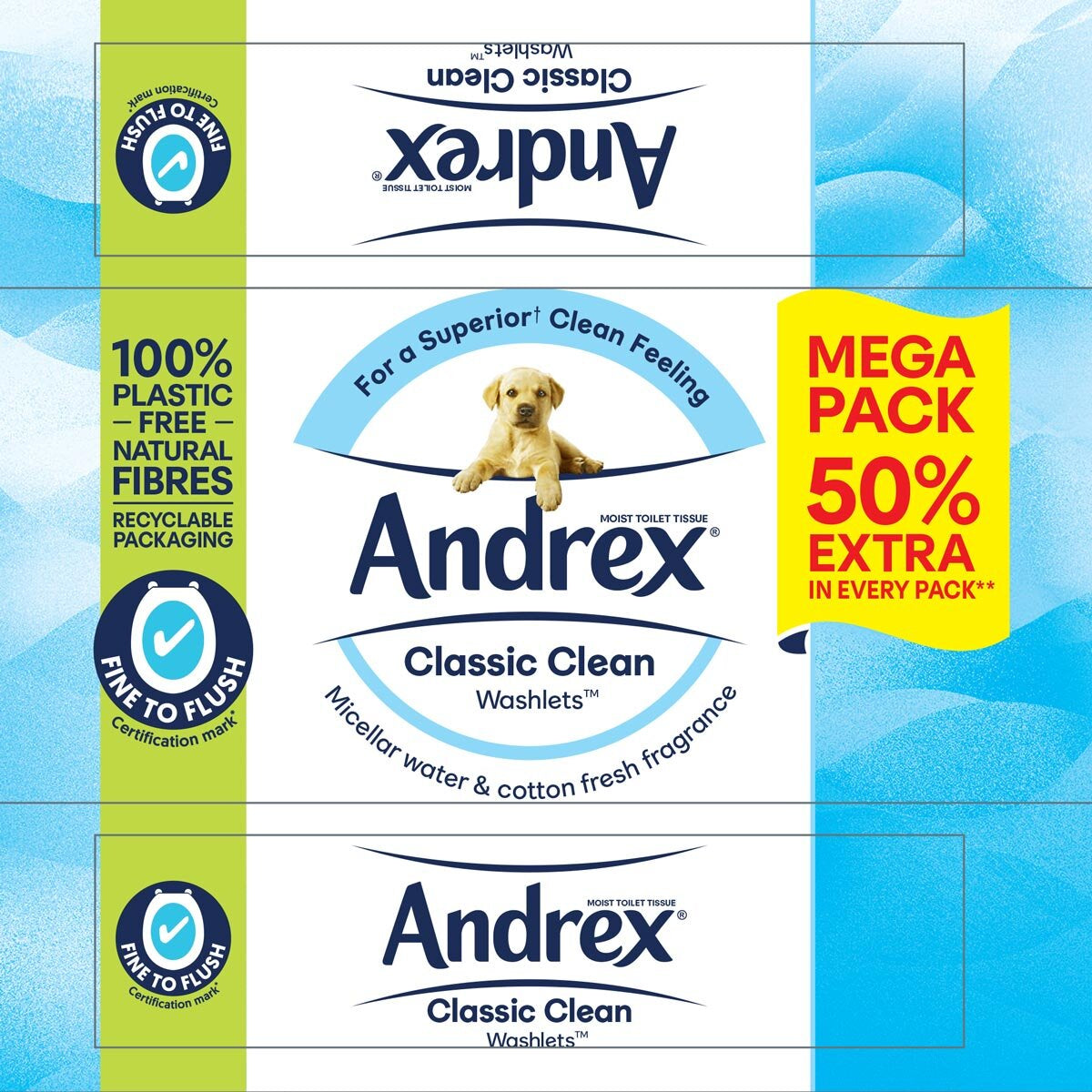 Buy now from NonynanaEssential  Andrex Classic Clean Washlets, 10 X 56 Wipes Andrex