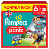 Buy now from NonynanaEssential  Pampers Paw Patrol Baby Dry Nappy Pants Size 6, 138 Pack Pampers