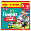 Buy now from NonynanaEssential  Pampers Paw Patrol Baby Dry Nappy Pants Size 6, 138 Pack Pampers