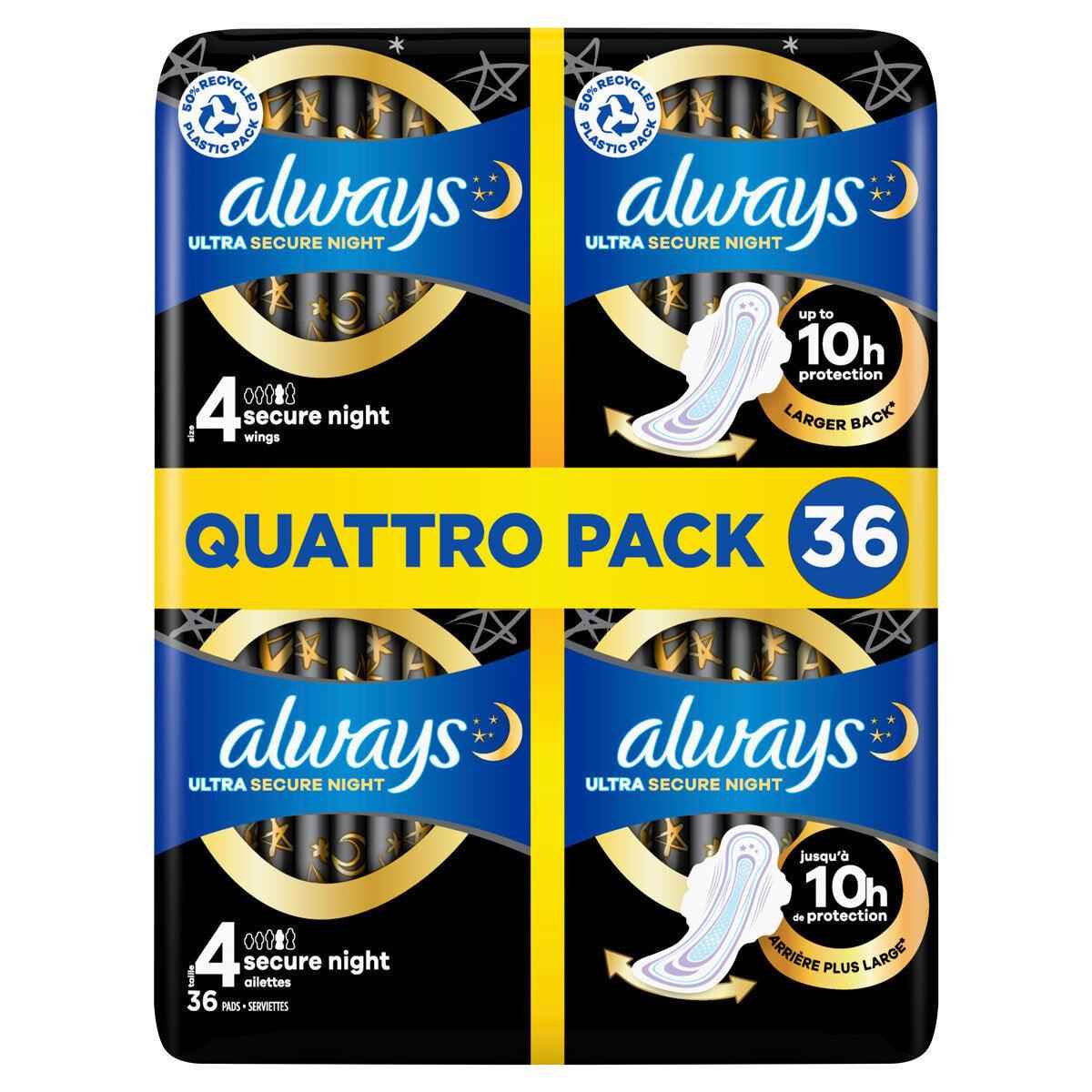 Always Ultra Night Quattro Packs, 36 Pack - Nonynana