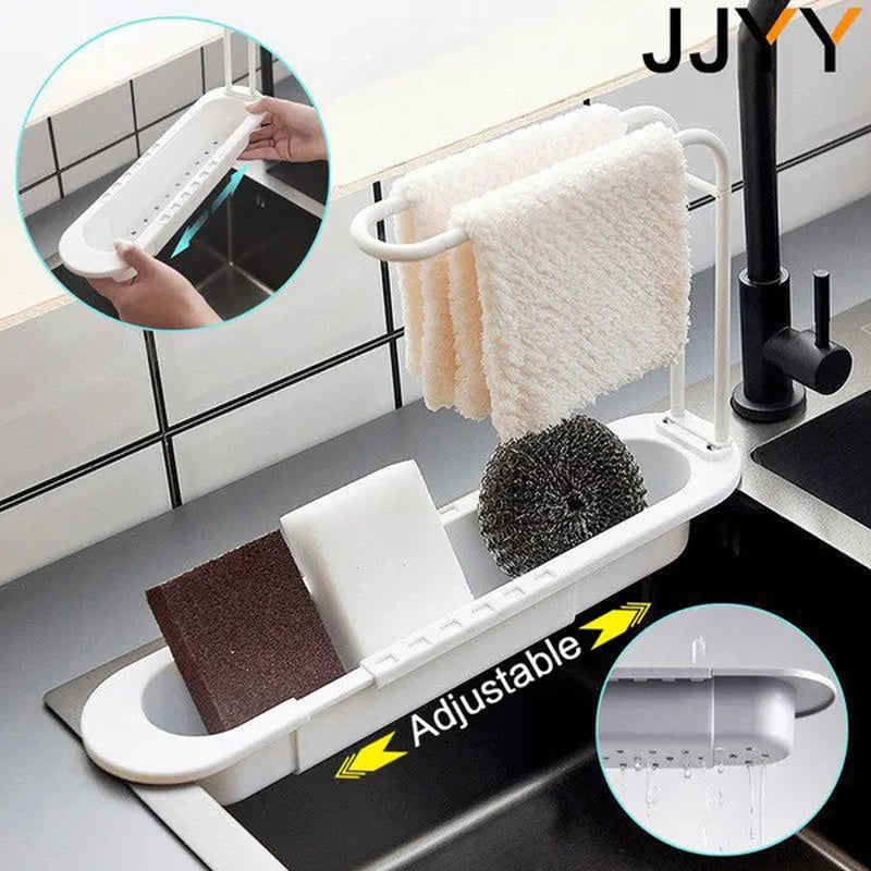 Buy now from NonynanaEssential  JJYY 1PC Kitchen Telescopic Sink Drain Rack Sink Dish Towels Soap Sponge Storage Basket Stonego Kitchen Tools Does not apply