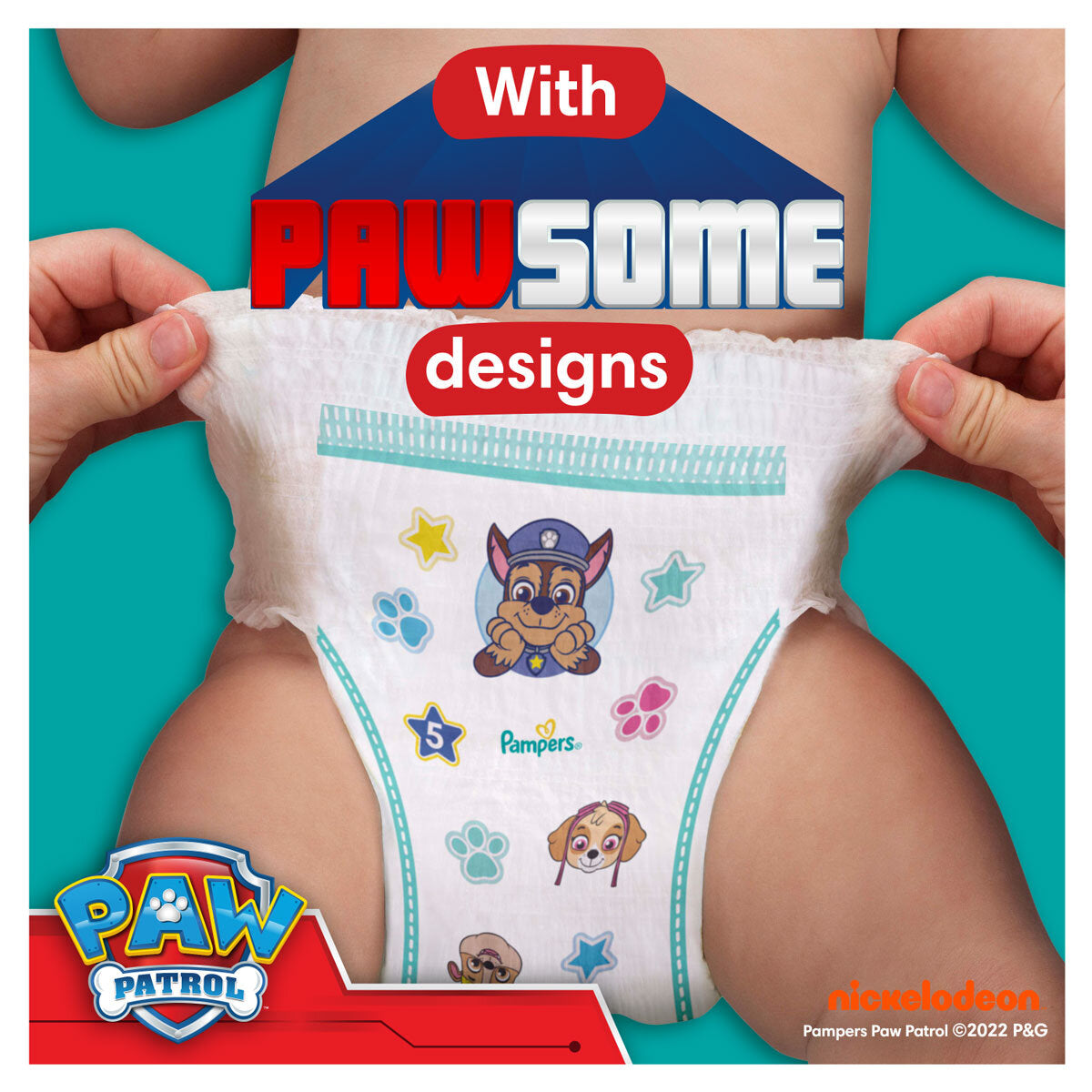 Buy now from NonynanaEssential  Pampers Paw Patrol Baby Dry Nappy Pants Size 4, 180 Pack Pampers