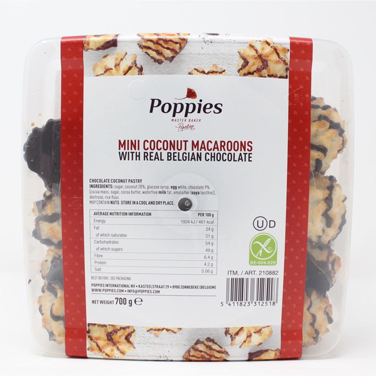 Buy now from NonynanaEssential  Poppies Mini Coconut Macaroons with Real Belgian Chocolate, 700G Poppies