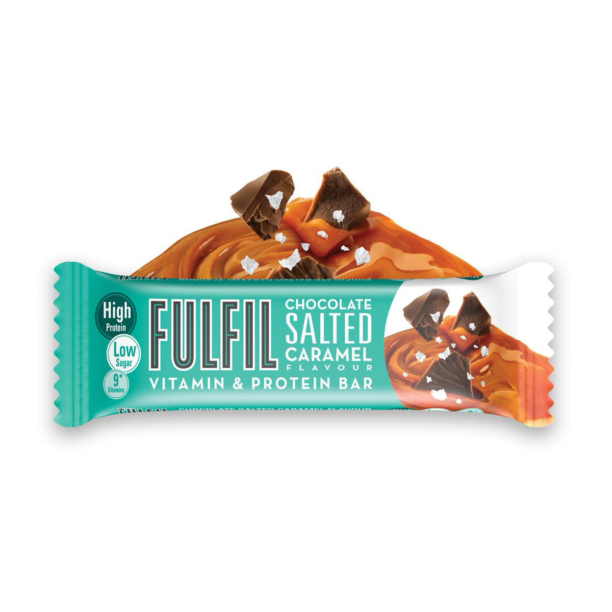 Buy now from NonynanaEssential  Fulfil Chocolate Salted Caramel Protein Bar Snack, 15 X 55G Fulfil