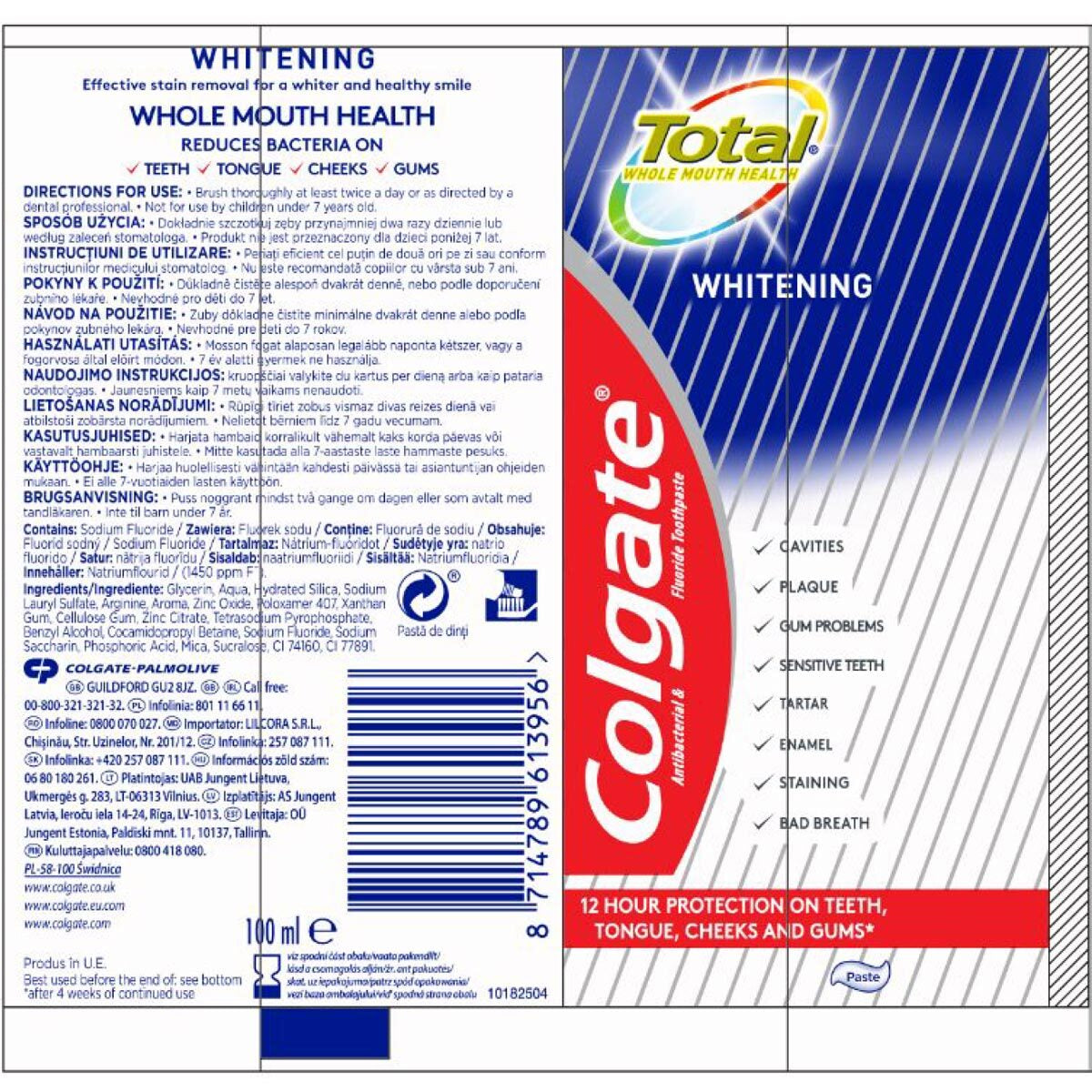 Buy now from NonynanaEssential  Colgate Total Whitening Toothpaste, 6 X 100Ml Colgate