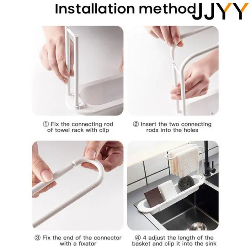 Buy now from NonynanaEssential  JJYY 1PC Kitchen Telescopic Sink Drain Rack Sink Dish Towels Soap Sponge Storage Basket Stonego Kitchen Tools Does not apply