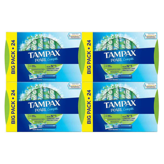 Tampax Pearl Compak Super Tampons, 4 X 24 Pack - Nonynana