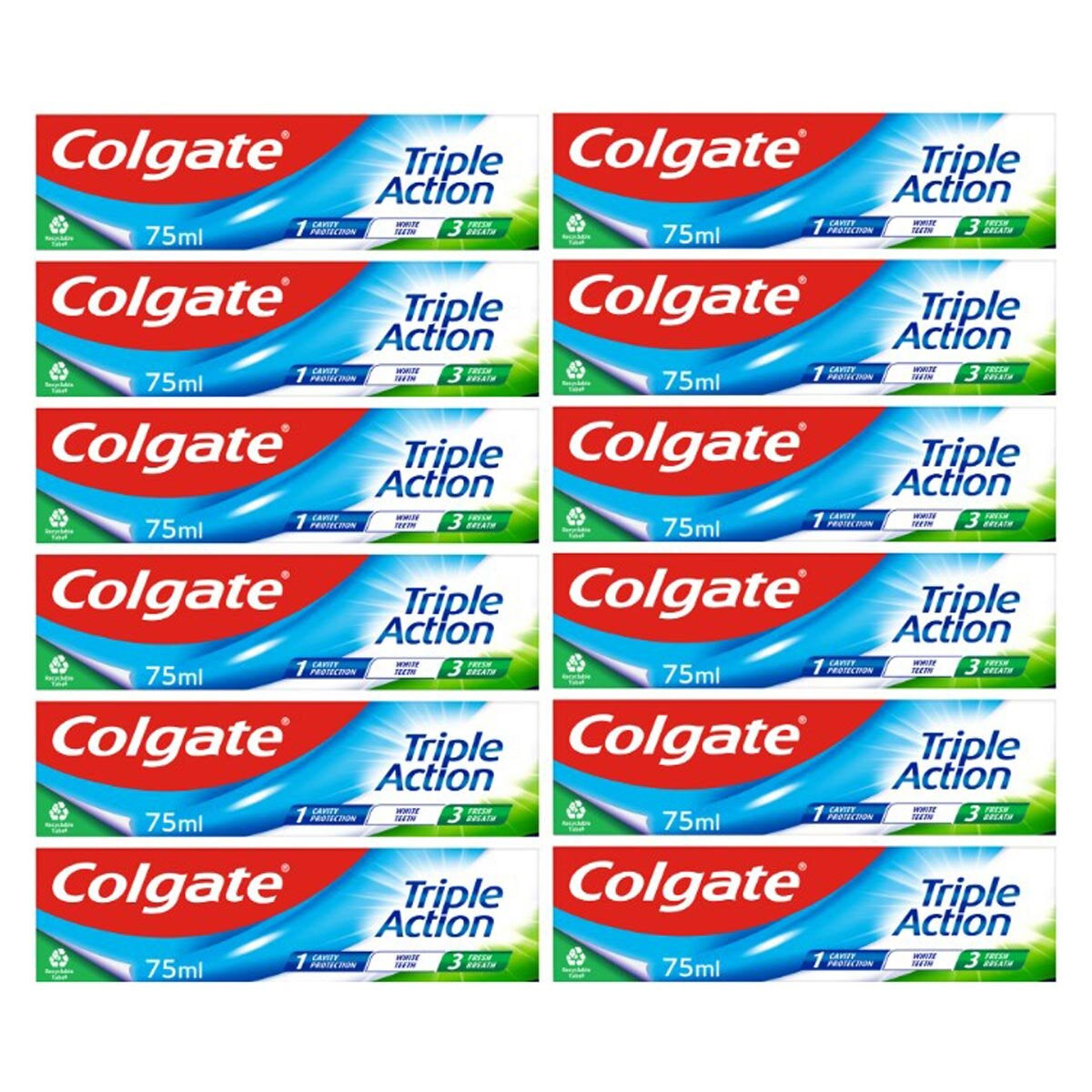 Buy now from NonynanaEssential  Colgate Triple Action Toothpaste, 12 X 75Ml Colgate