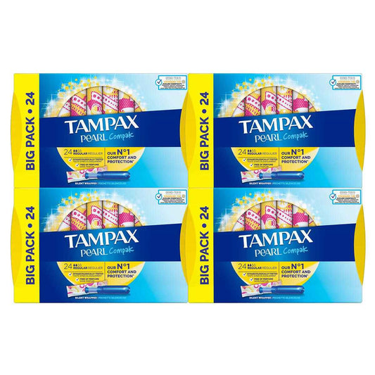 Tampax Pearl Compak Regular Tampons, 4 X 24 Pack - Nonynana